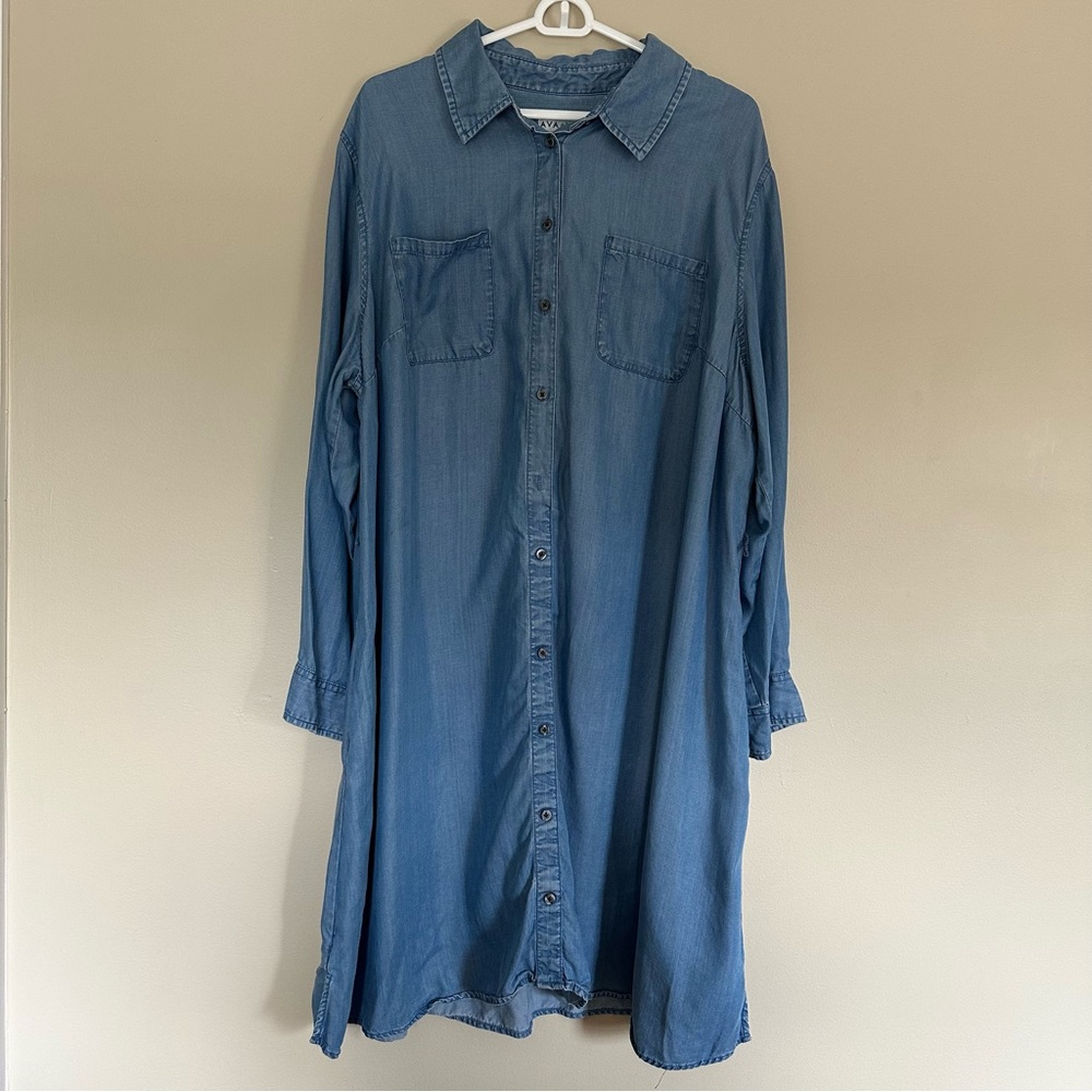 Women's Plus Size Lyocell Shirtdress Size 2X- Ava & Viv